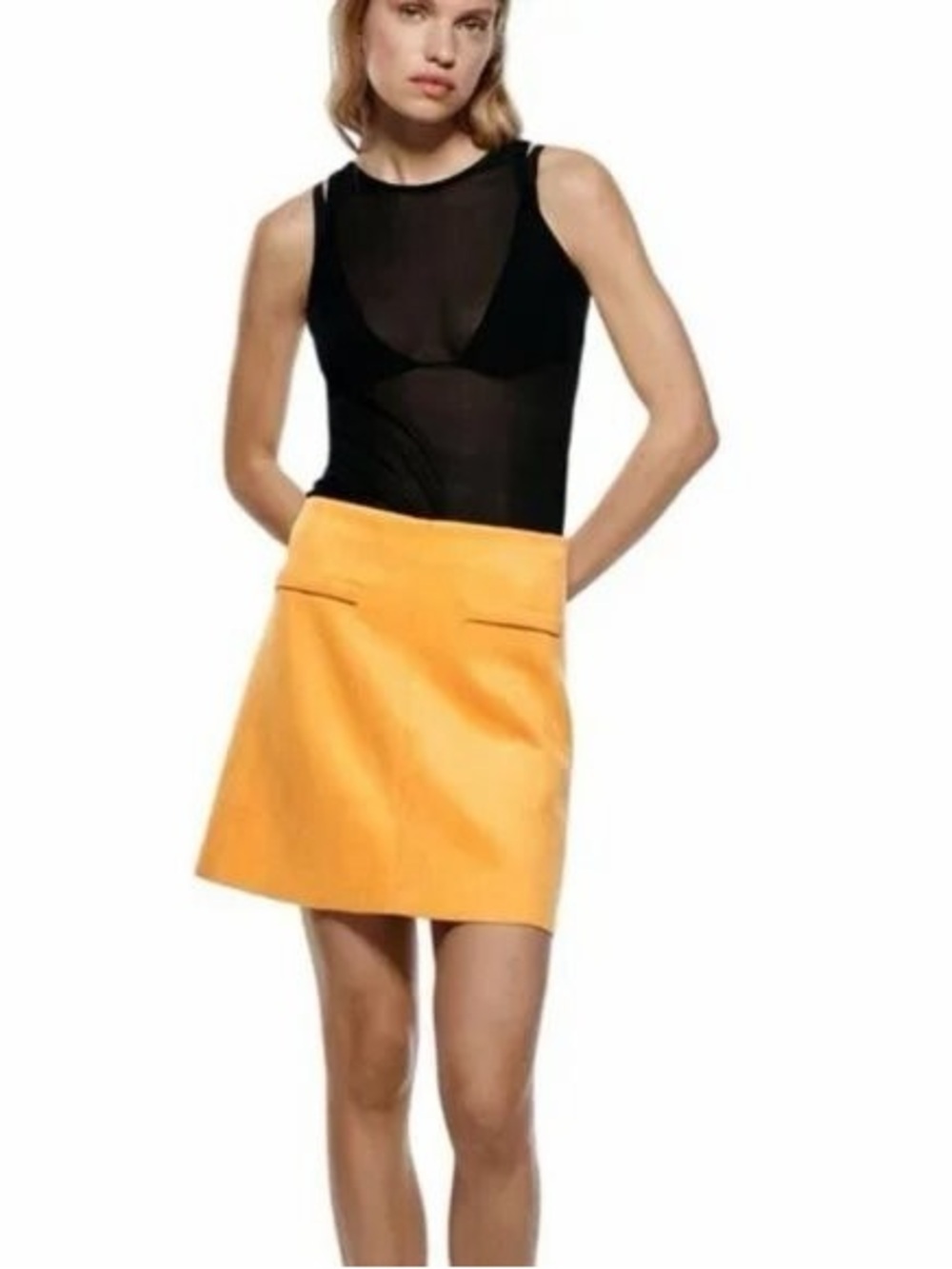 Zara Mini Skirt in Mustard Orange